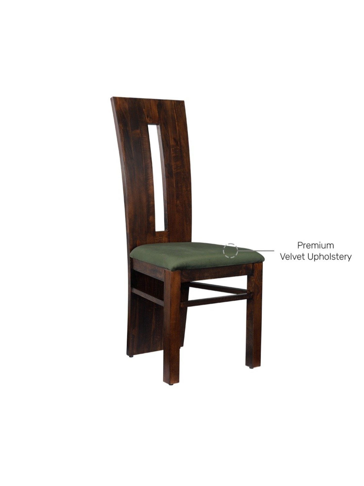 Durian Eva Brown & Olive Green Solid Wood & Fabric Dining Chair in Walnut Finish