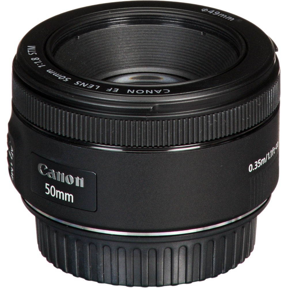 Canon EF 50mm f/1.8 STM Lens (0570C002) Lens with Bundle  includes 3pc Filter Kit  + Lens Pouch + More
