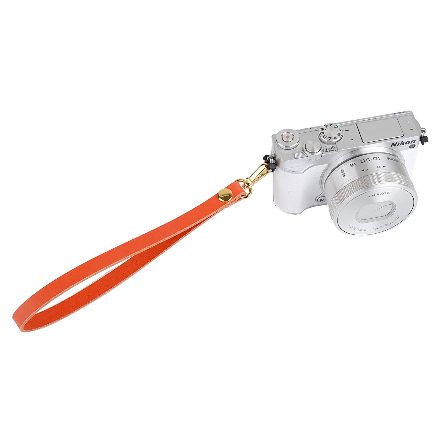 Richbud Vegetable Leather Wrist Hand Strap Swivel Trigger Clip Snap Lobster Claw Clasp Handmade Lanyard 10-10 Gold (Khaki)