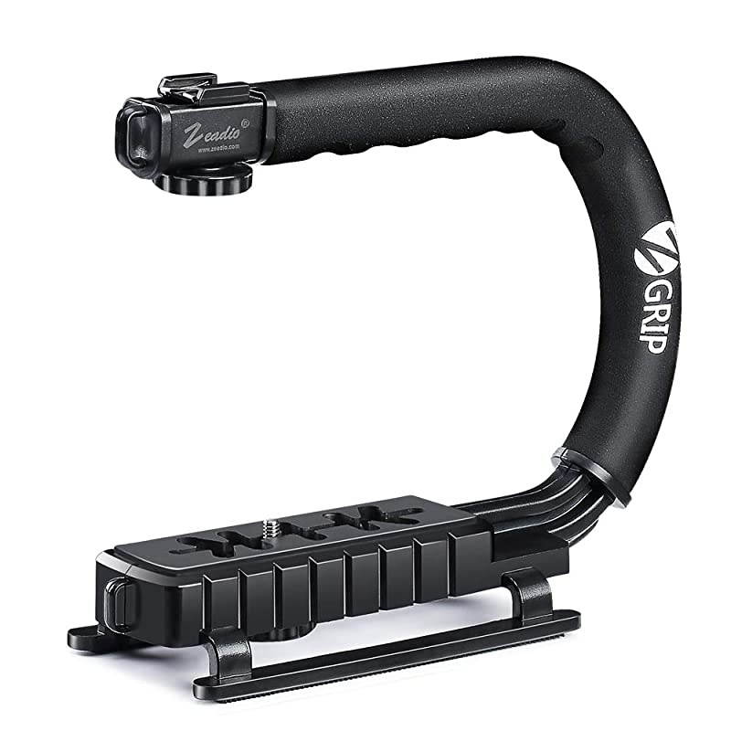Video Action Stabilizing Handle Grip Handheld Stabilizer with HotShoe Mount for Canon Nikon Sony Panasonic Pentax Olympus DSLR Camera Camcorder