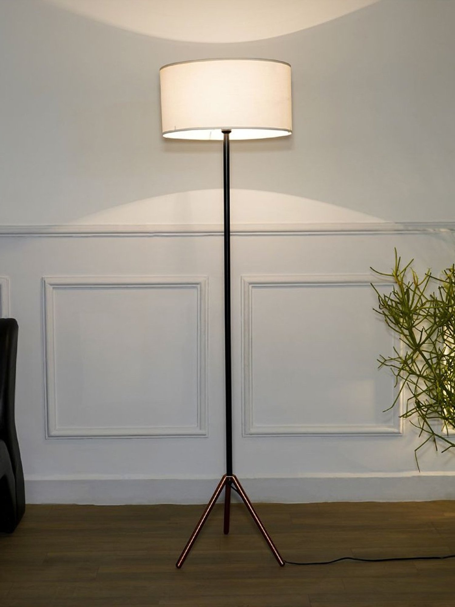 Kapoor Lamp Shades Black & White Metal Mizuko Cotton Shade Floor Lamp