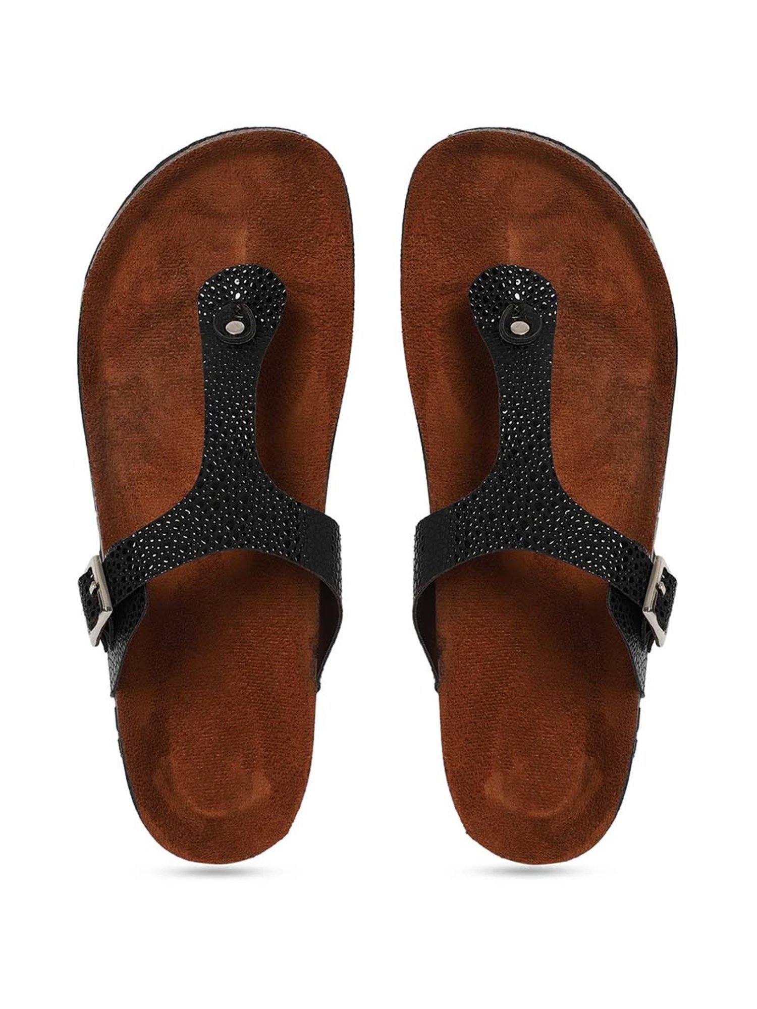 Mozafia Women's Jet Black Thong Sandals