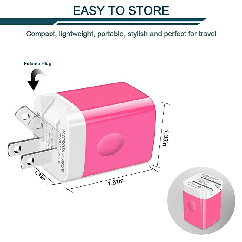 24A Phone USB Charger Plug Fast Charging Dual USB Wall Charger Cube 2Muti Port USB Adapter Power Box Base for Phone XR XS MAX XS iPad Air 2 Samsung Phones USB Charger BlockRose
