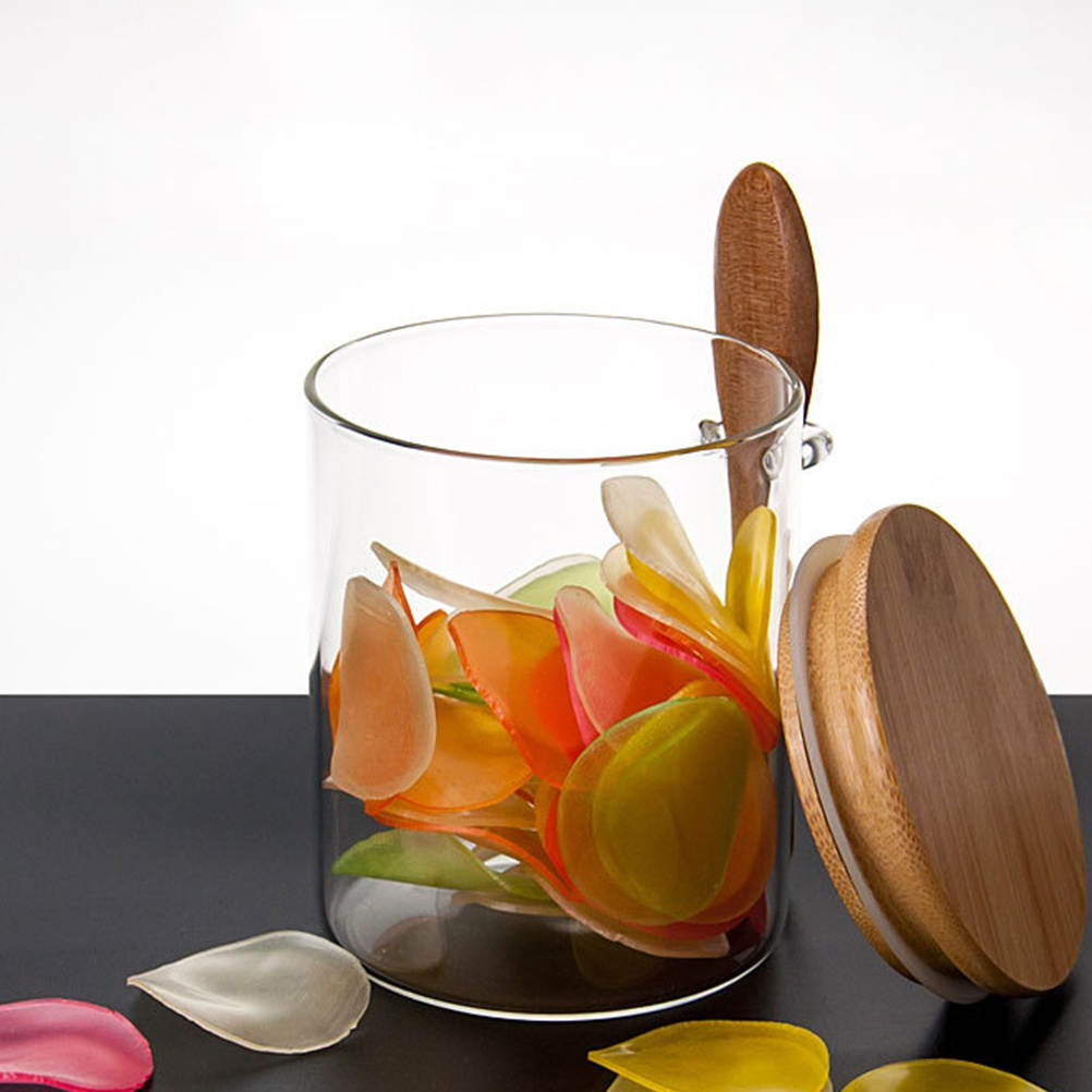 1Pc Kitchen Seasoning Jar Transparent Storage Pot Condiment Storage Case Dressing Bottles with Spoon 8x12cm