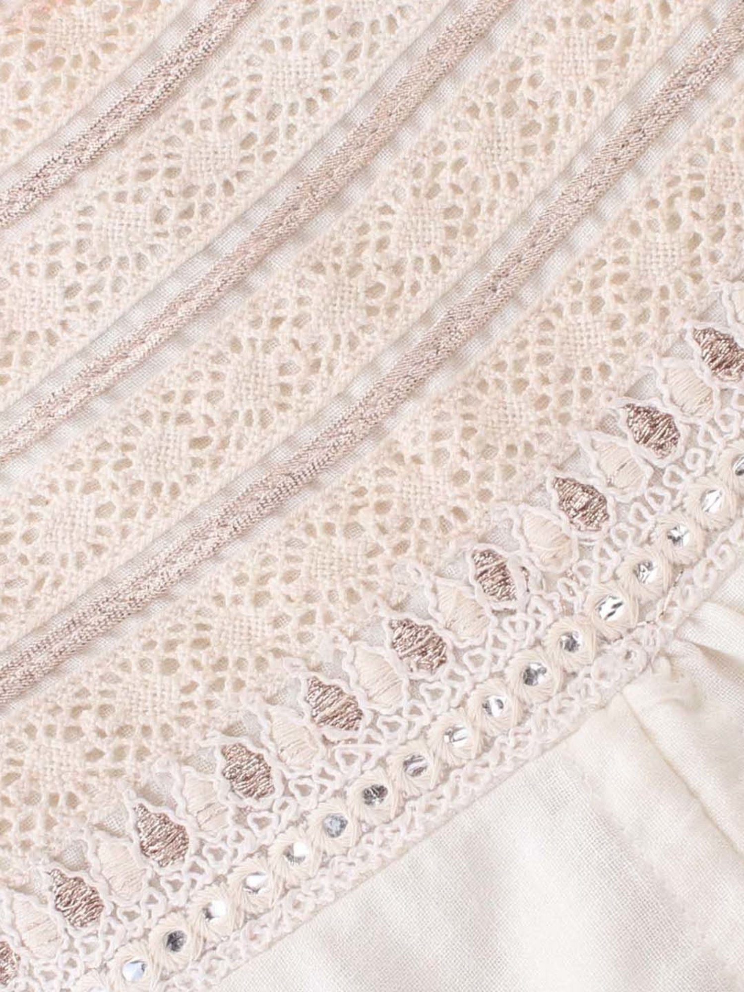 TWISHA Kids Off-White & Pink Embroidered Top Set