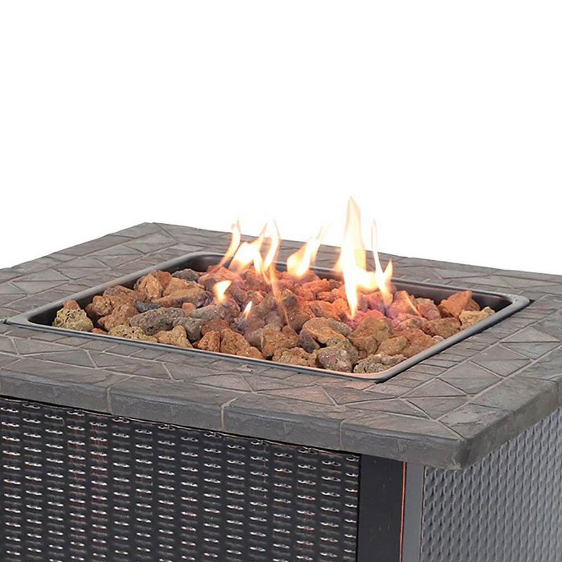 Endless Summer 30 inch Gas Firepit with Lava Rock and Real Slate Mantel
