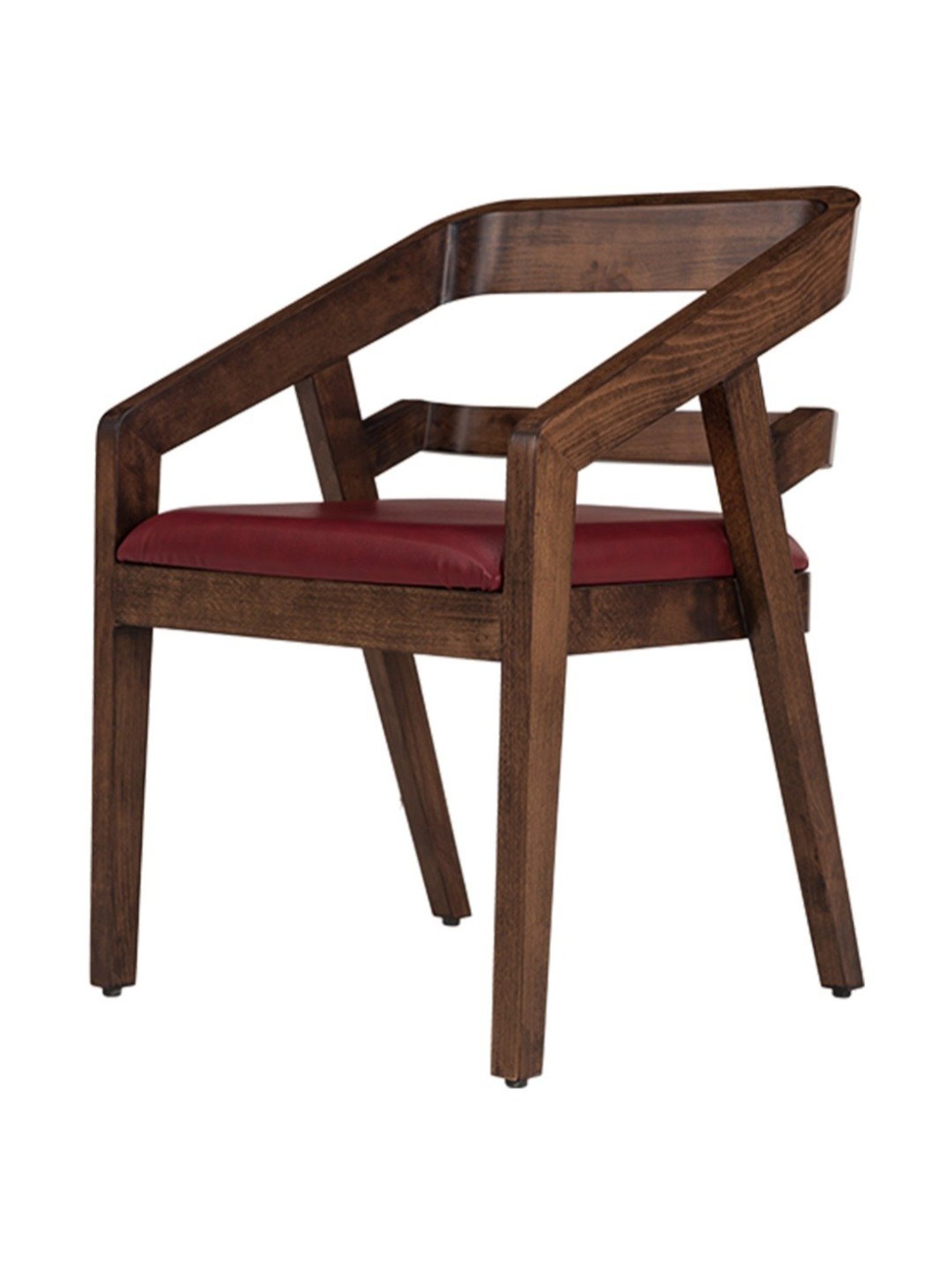 Durian Amelia Burgundy Solid Wood & Premium Leatherette Dining Chair in Red Finish