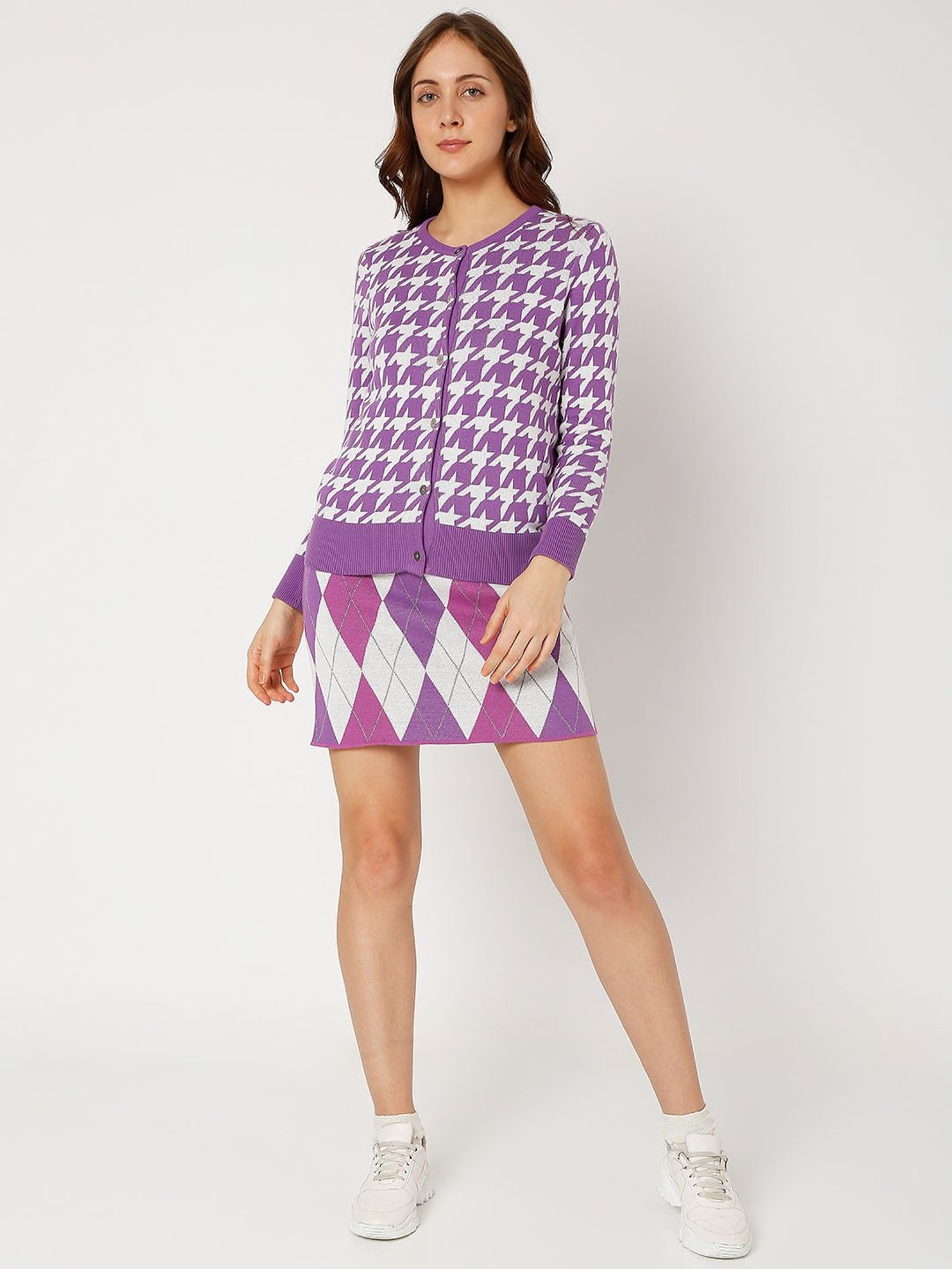 Vero Moda Purple & White Printed Jacket