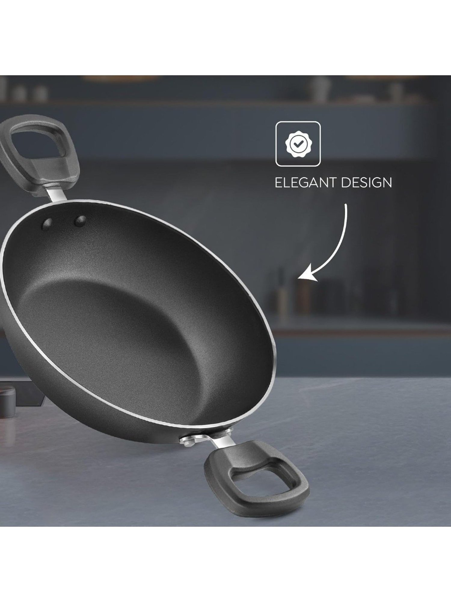 Judge by Prestige Everyday Black Aluminium Kadhai 26 cm with Lid 3.2 L