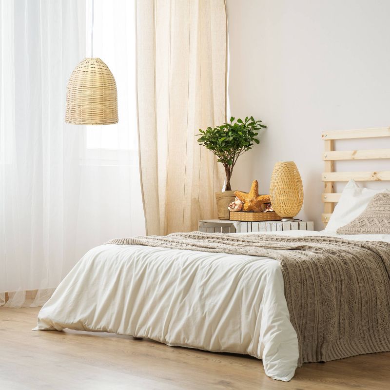 Elongated Coastal Dome Rattan Downlight Pendant Natural - Elegant Designs