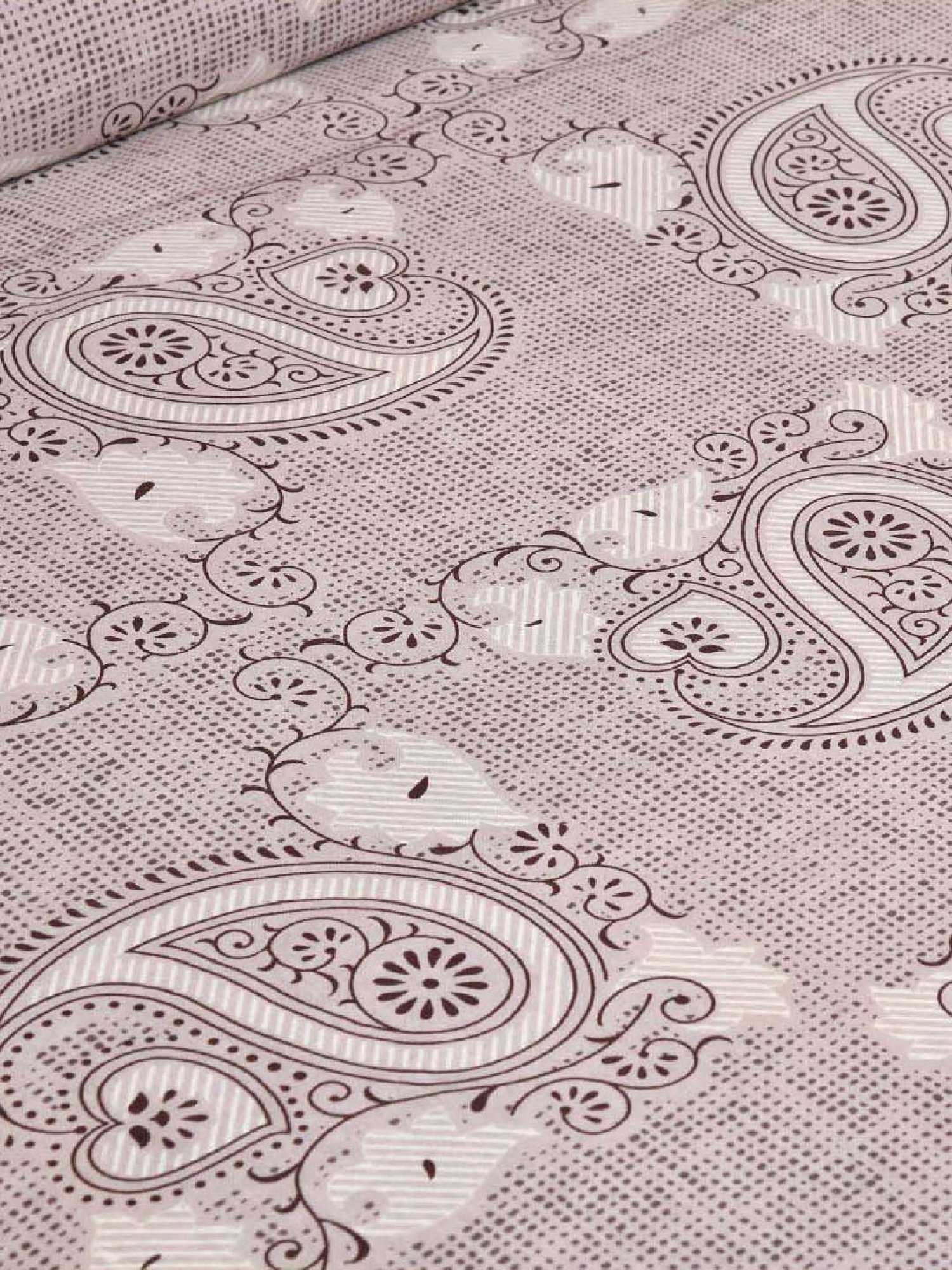 JaipurFabric Rosy Brown 180 TC 100% Cotton Paisley Art Double Bedsheet with 2 Pillow Covers