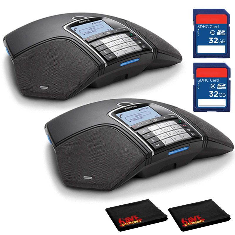 Konftel 300Wx Wireless Portable Conference Phone with Analog DECT Base Station Kit (2-Pack) with 2 x 32GB SDHC Memory Ca