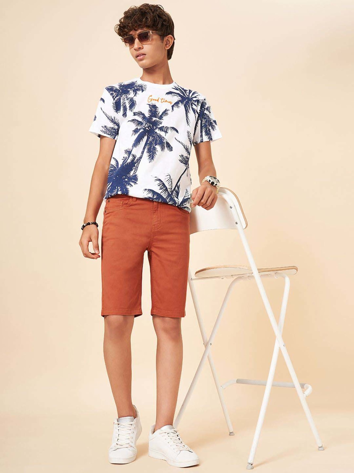 Coolsters by Pantaloons Boys Jaffa Orange Cotton Solid Shorts