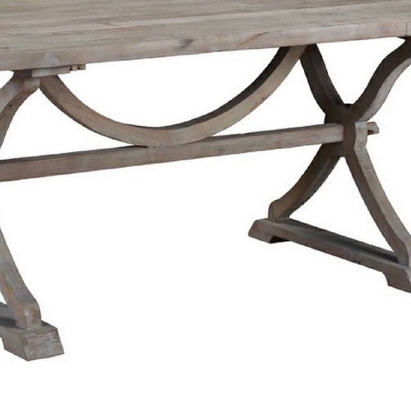 Farmhouse Wooden Dining Table with Trestle Base Gray - Benzara