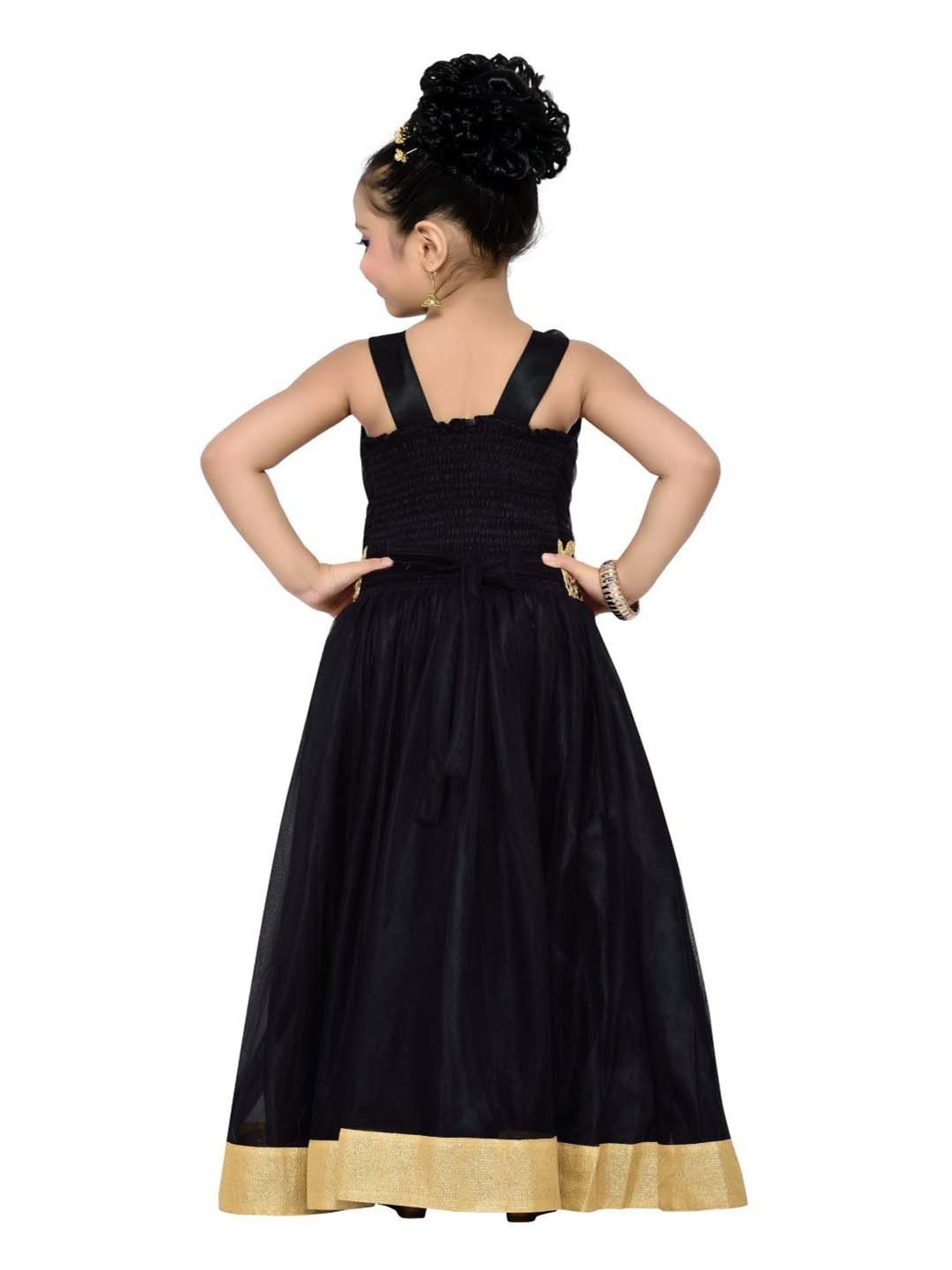 AJ Dezines Kids Black Zari Work Gown