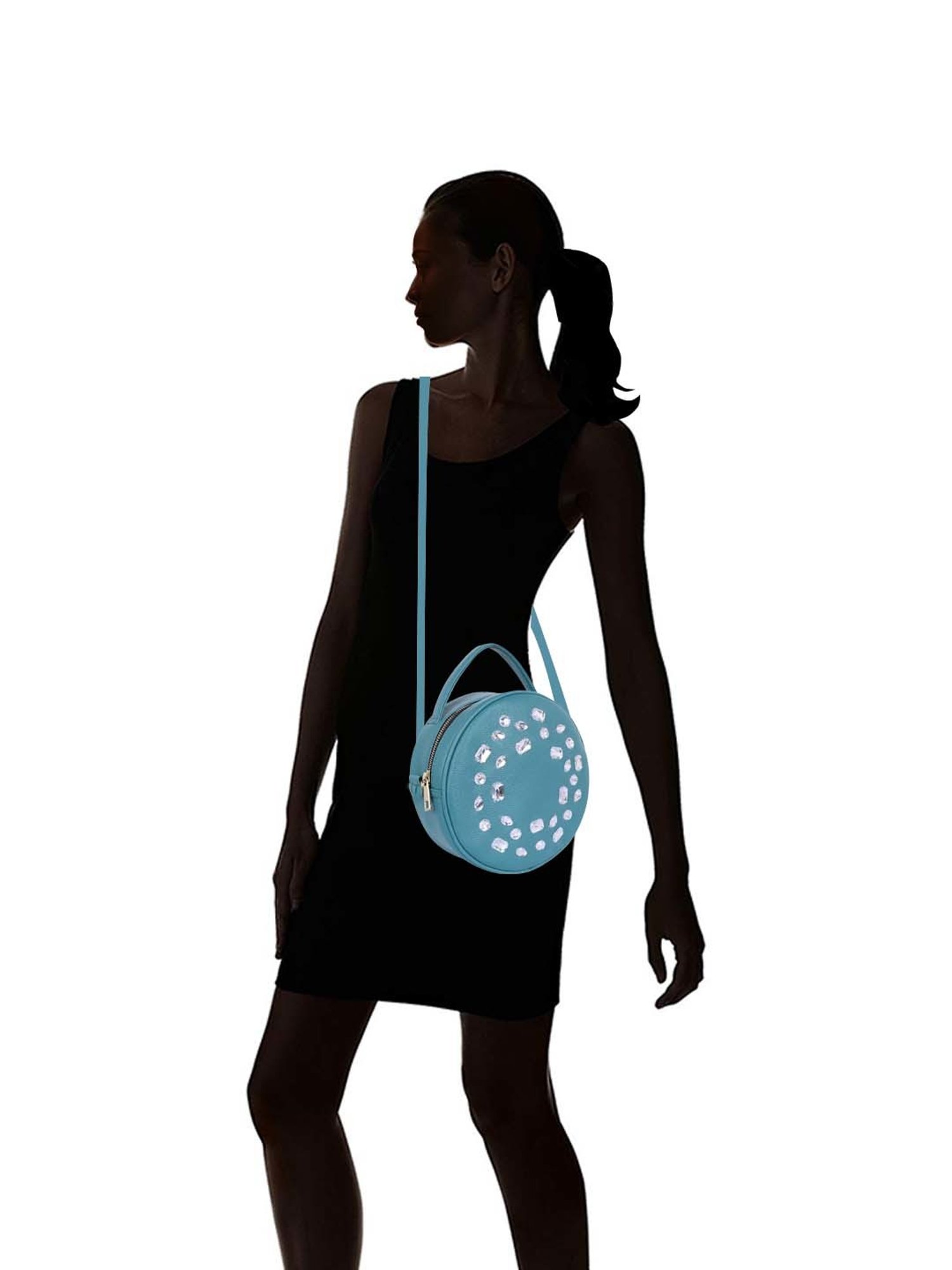 Bagsy Malone Blue Embellished Medium Sling Handbag