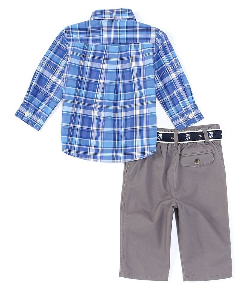 Ralph Lauren Baby Boys 3-24 Months Long-Sleeve Poplin Shirt, Belt & Twill Pant Set