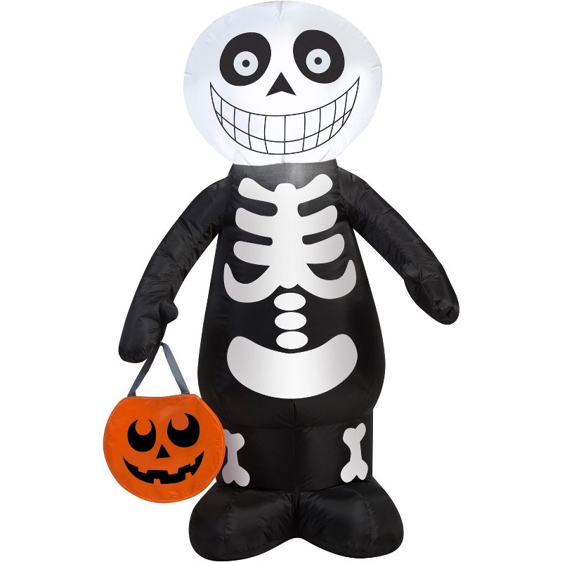 Gemmy Airblown Skeleton Boy, 3.5 ft Tall, Multicolored
