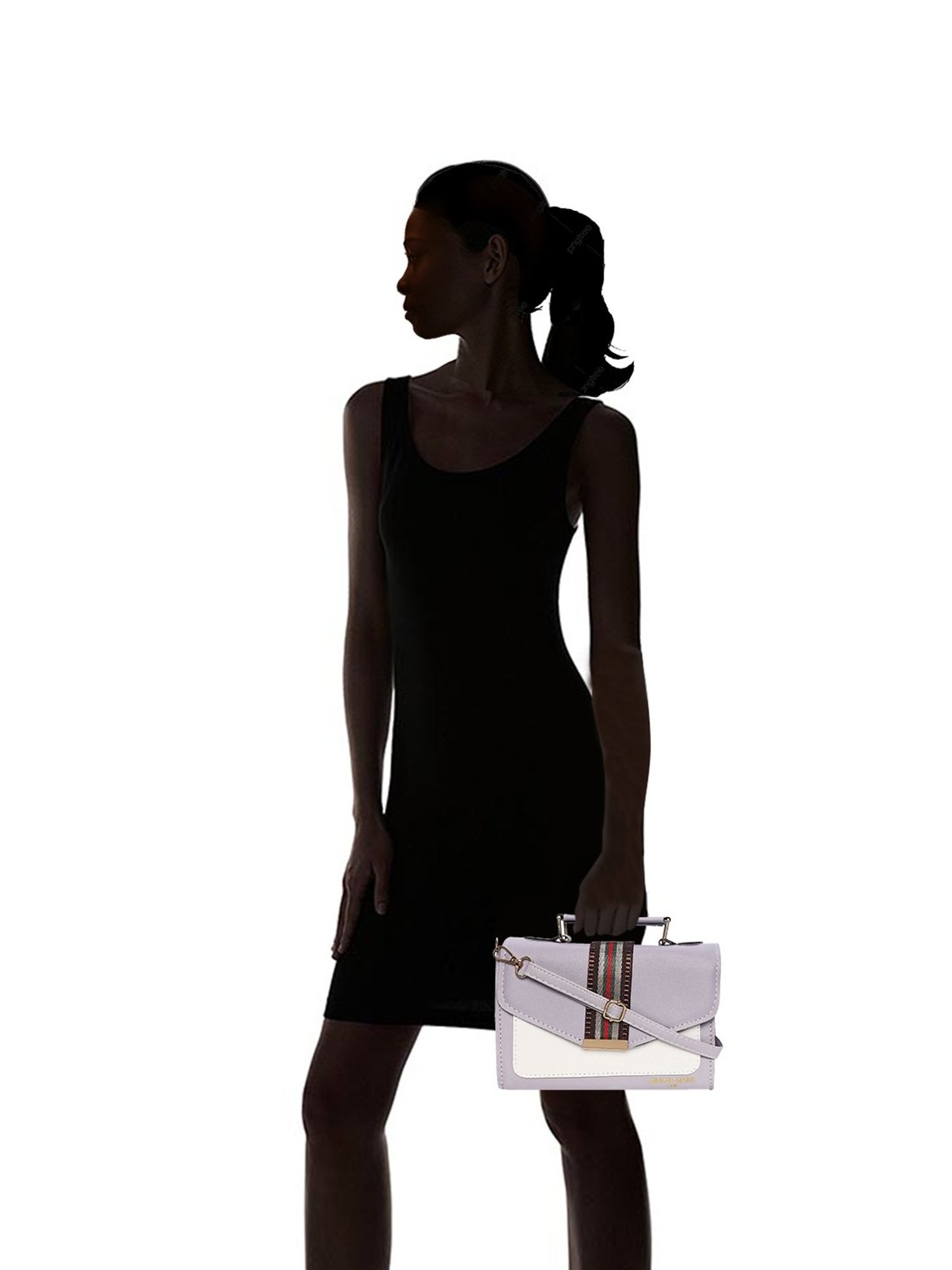 Pierre Cardin Purple & White Color Block Medium Satchel Handbag