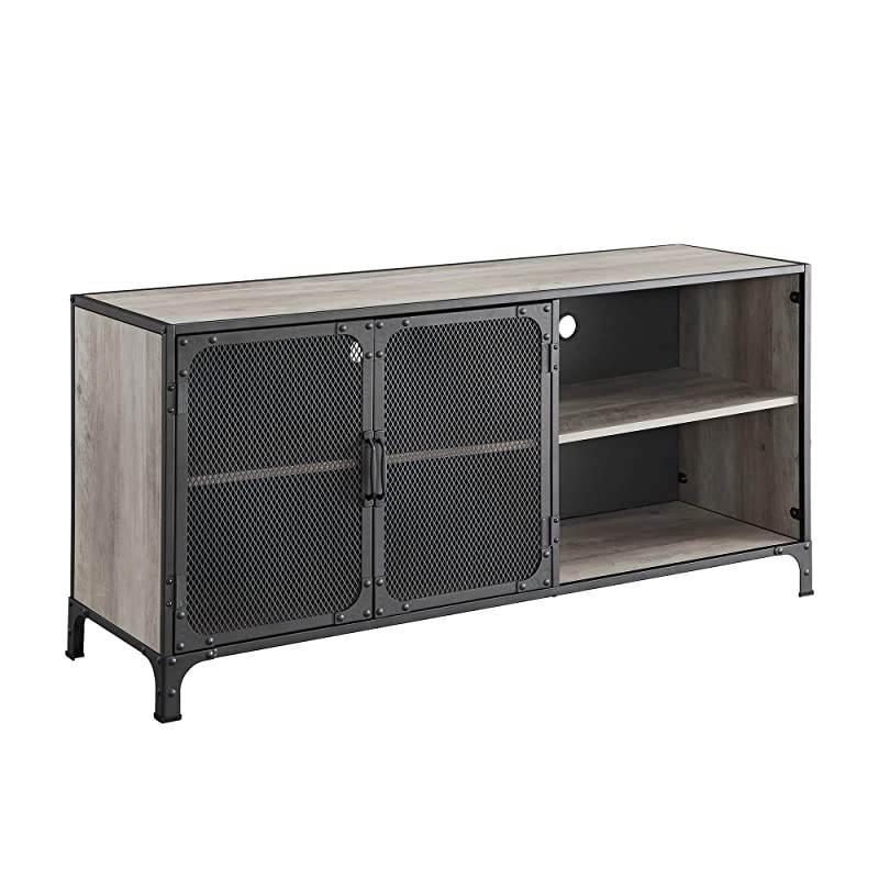 Edison Maison Industrial Metal Mesh Door for TVs up to 58 Inches, 52 Inch, Grey Wash