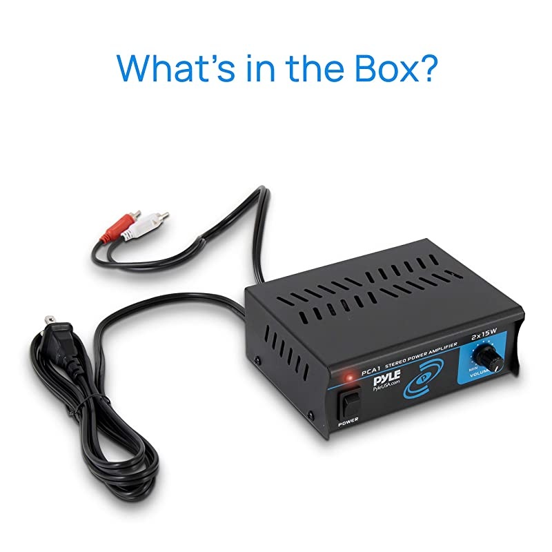 PCA1.5 2x15 Watt Stereo Power Amplifier - Compact Mini 2-Channel Portable Home Audio Speaker Receiver Box for Amplified Speakers Sound System with RCA Cable L/R Input for CD Player, Tuner, MP3