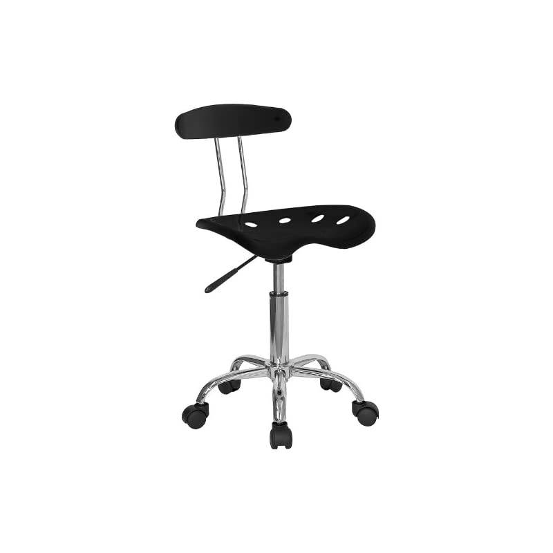 Vibrant Black and Chrome Swivel Task Office Chair with Tractor Seat