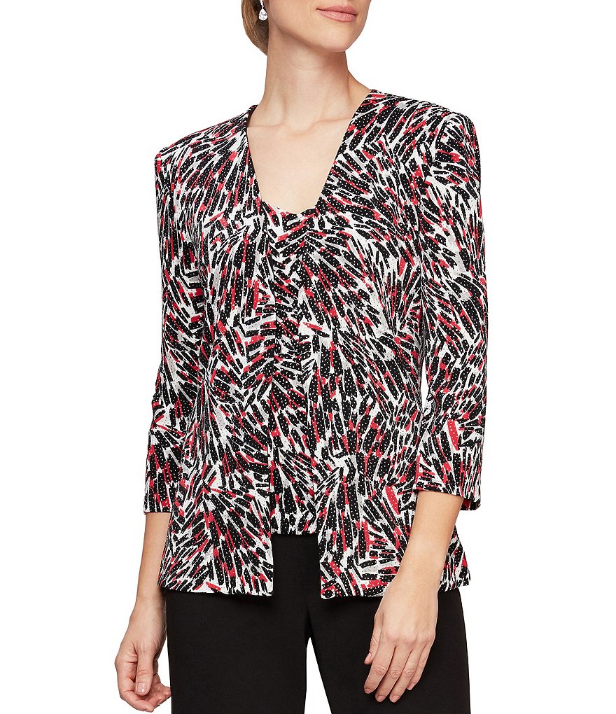 Jkara Petite Size V-Neck 3/4 Sleeve Beaded Bodice Gown