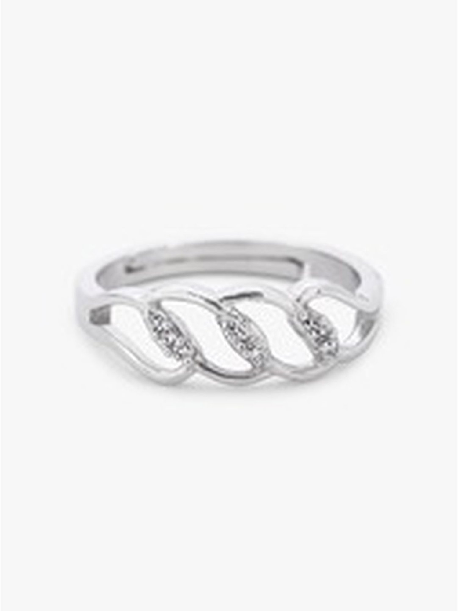 March by FableStreet 92.5 Sterling Silver Studded Weave Ring for Women