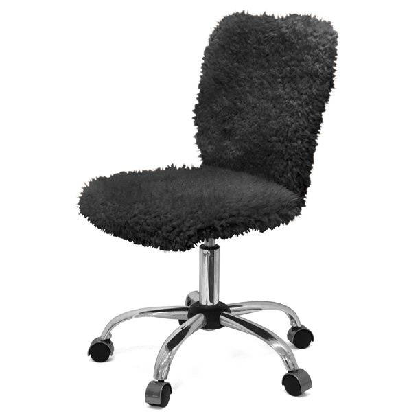 Faux Fur Armless Swivel Task Office Chair