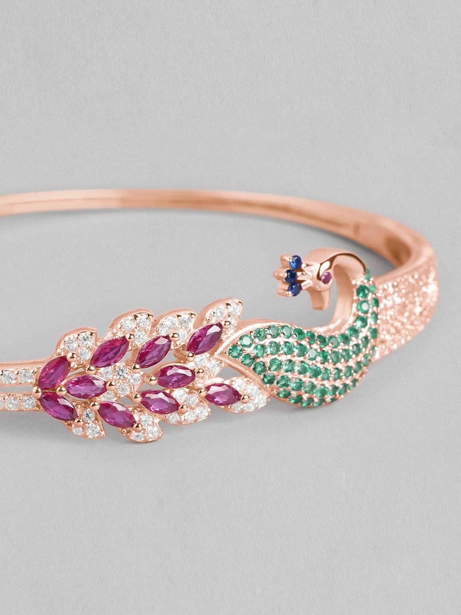 Zavya 925 Silver Peacock CZ Bracelet for Women