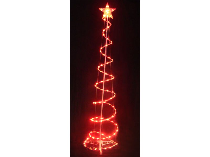 J. Hofert Co 6' Lighted White Spiral Christmas Tree Scuplture Yard Art - Red Lights