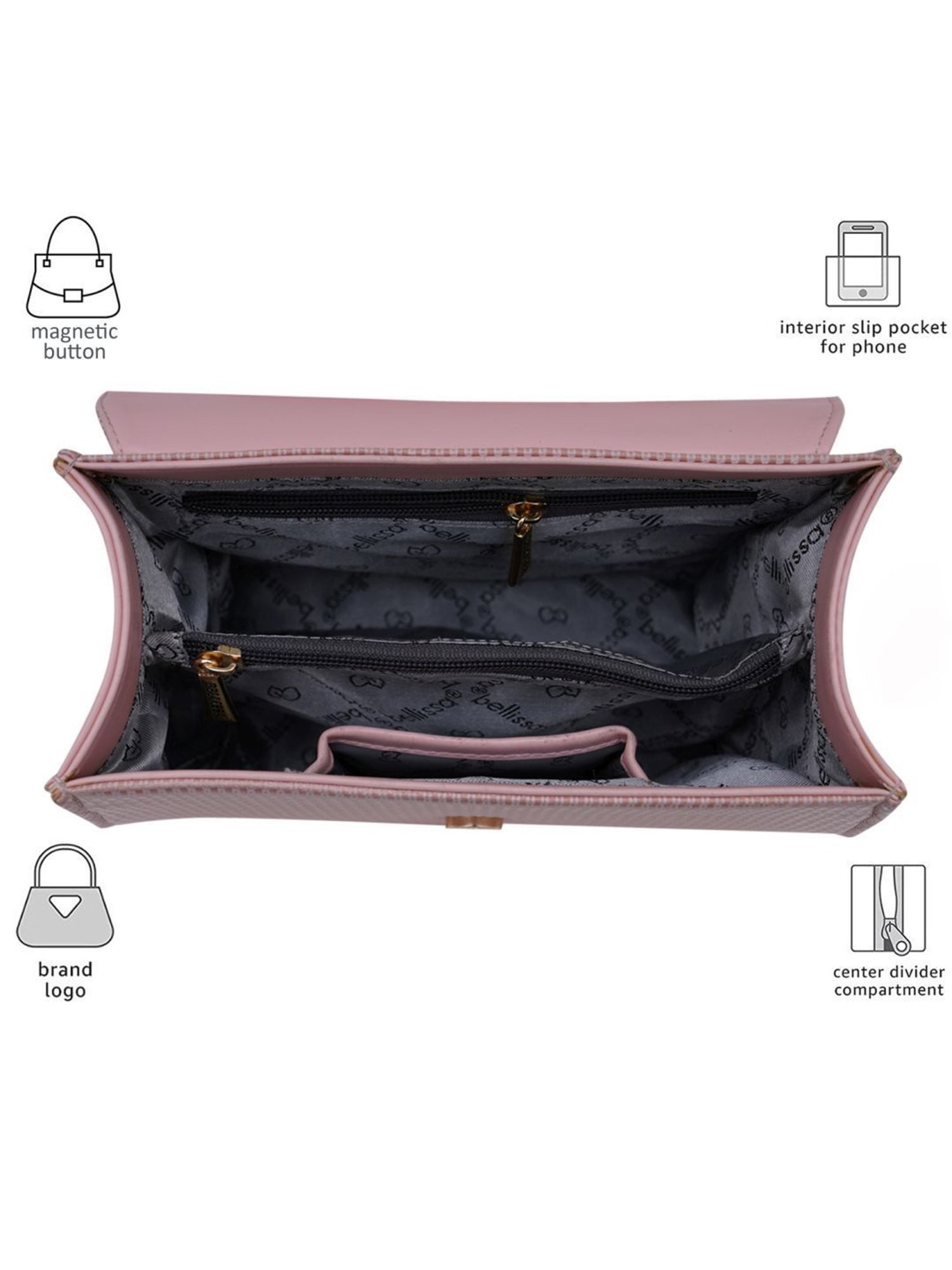 Bellissa Baby Pink Textured Medium Stylish Box Sling Handbag