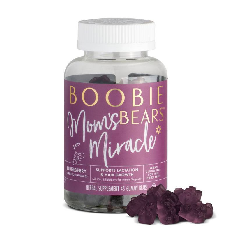 BoobieBears Superfood Lactation Gummies, Elderberry and Zinc -1 Bottle - 45ct Gummies