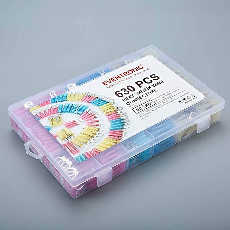 300 Pcs Heat Shrink Wire Connectors,  Waterproof Marine Electrical Wire Terminals Kit Automotive Copper Wire Electrical Connectors