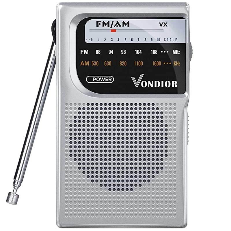 AM FM Battery Operated Portable Pocket Radio Best Reception and Longest Lasting AM FM Compact Transistor Radios Player Operated by 2 AA Battery Mono Headphone Socket by  Silver