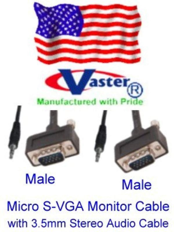 superecable - 20244 - 25 ft high resolution micro s-vga slim wire & hood monitor video cable, with 3.5mm stereo audio cable