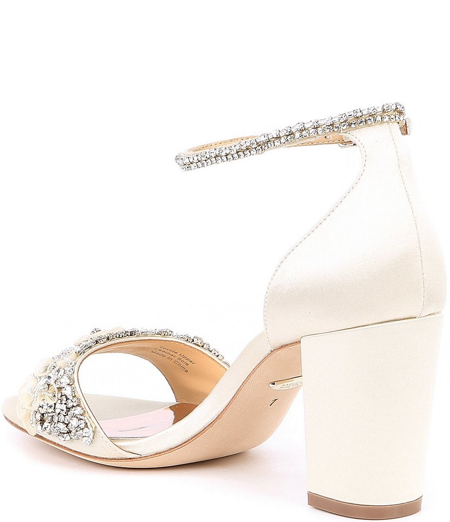 Badgley Mischka Finesse Satin Block Heel Dress Sandals