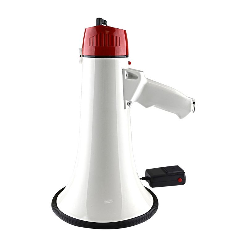 Nippon America SK-33S Handheld Power Megaphone Bullhorn Speaker with Built-In Siren, Volume Controls, Handle, 30 Watts, and 400 Meter Range (White)