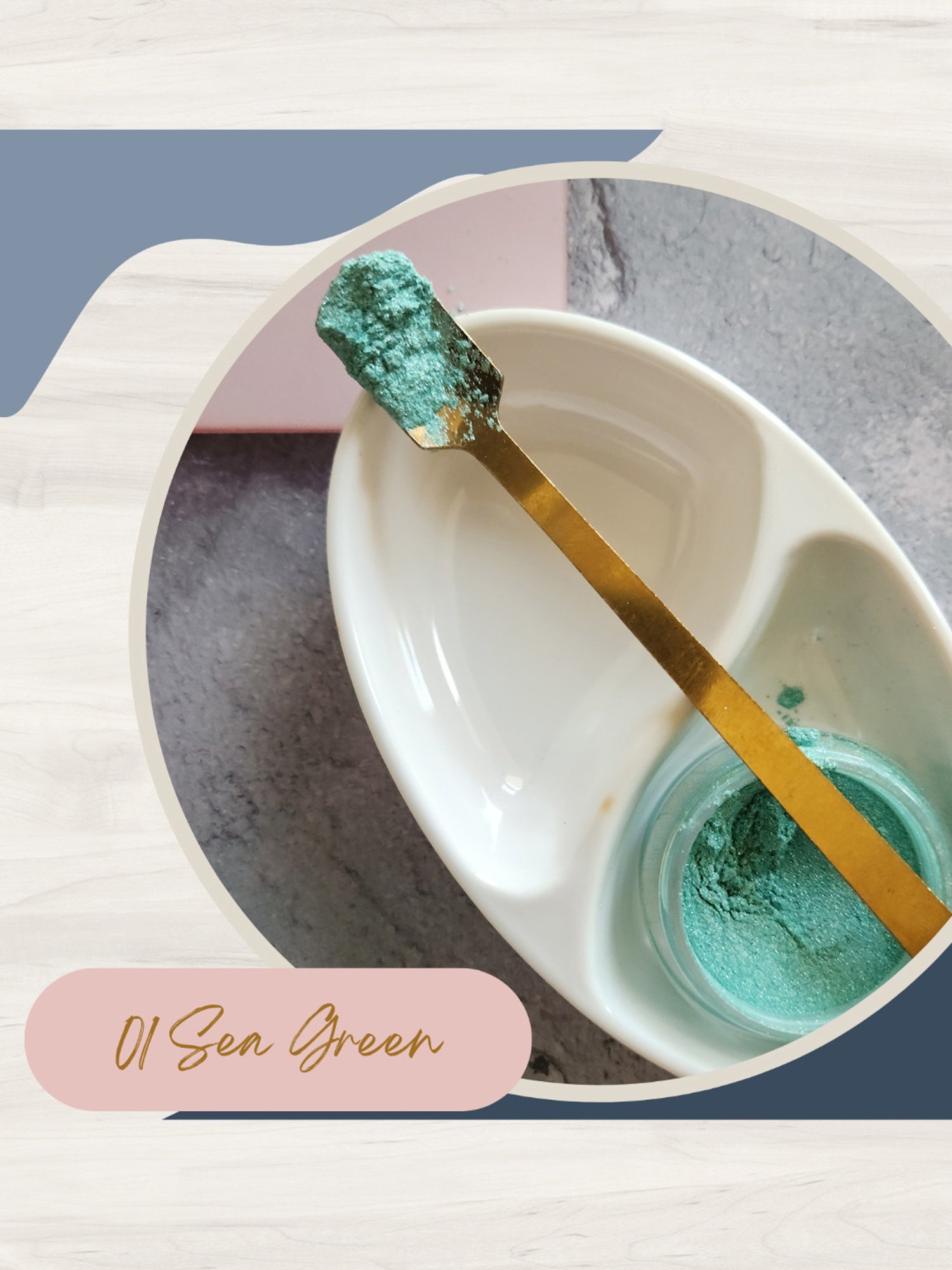 KINDED Makeup Pigments Loose Shimmer Powder Eyeshadow 01 Sea Green & 05 Smokey Blue Combo