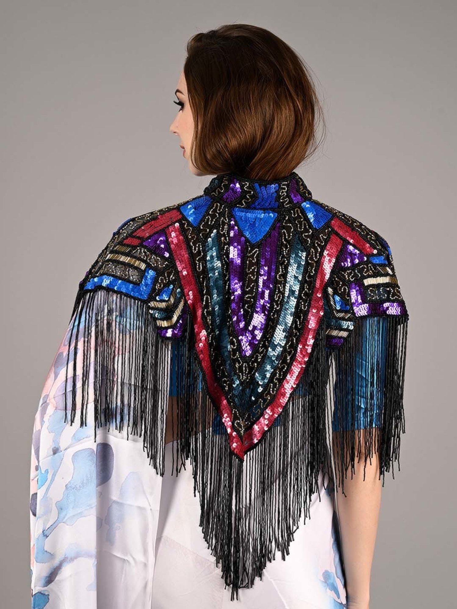 Odette Multicolored Embellished Fancy Short Cape