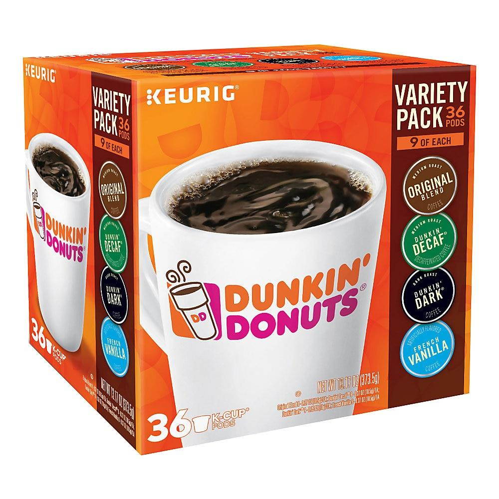 Dunkin Donuts Coffee K-Cup&reg; Pods Variety Pack, 15.2 Oz, Box Of 36 Pods