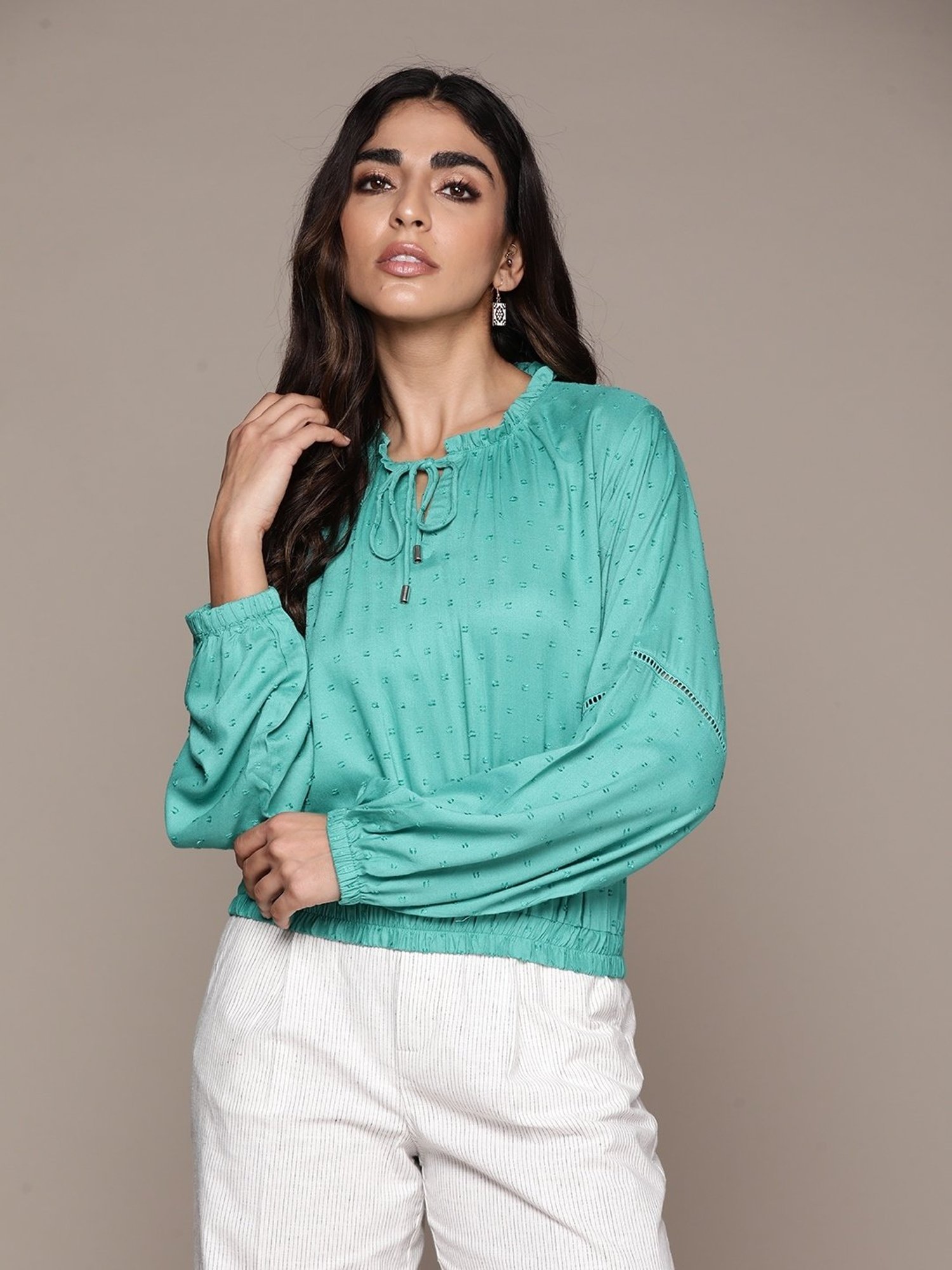 Label Ritu Kumar Aqua Solid Top