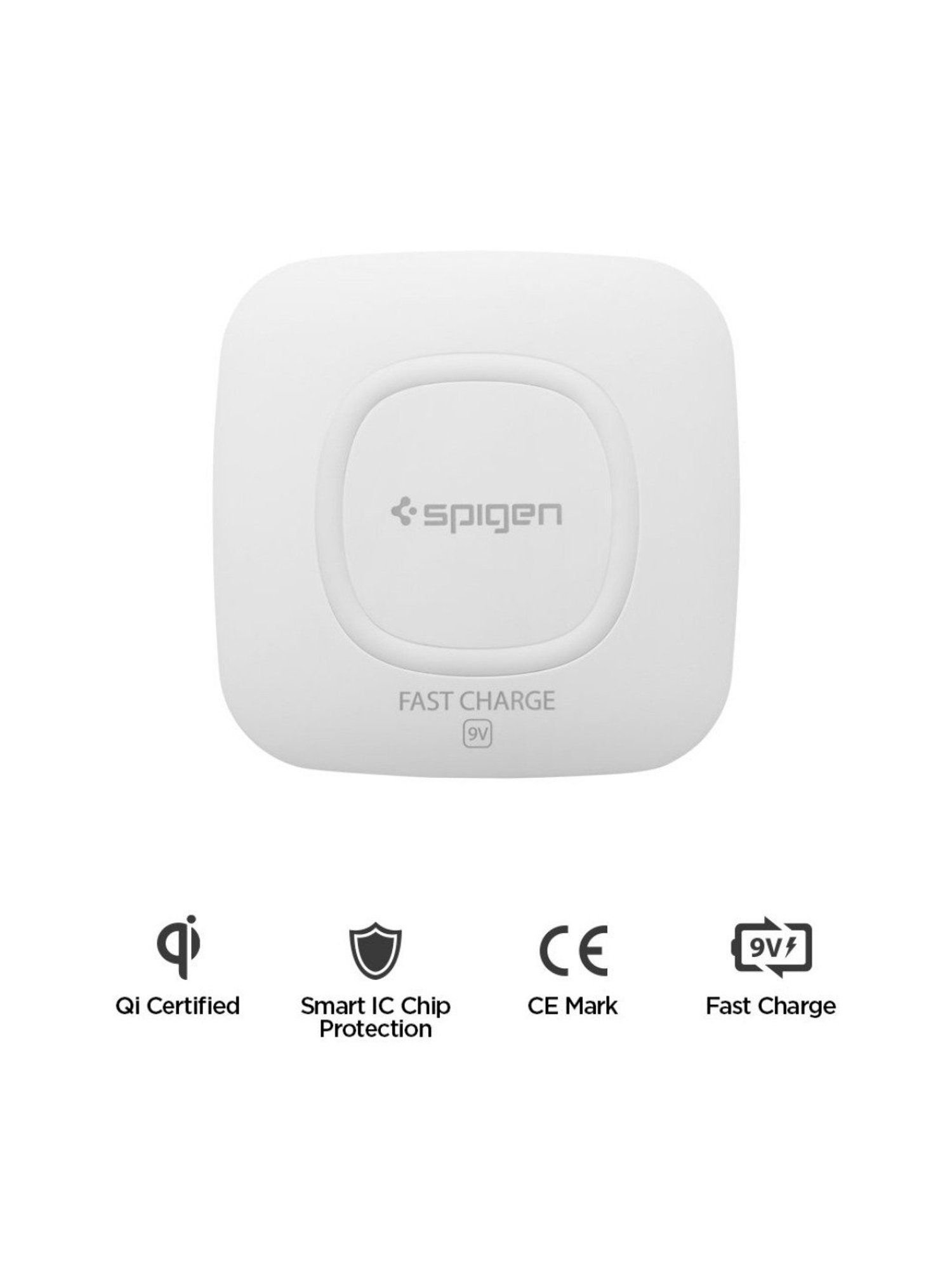 Spigen F301W, 10W Fast Wireless Charger Compatible For All Qi-Enabled Smartphones (White)