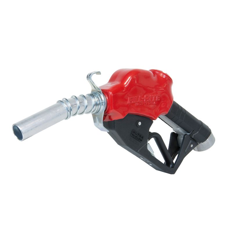 Fill-Rite N075UAU10 3/4 Inch Automatic Gas Pump Fuel Hose Nozzle w/ Hook and Flow Lock Feature for Gasoline, Diesel, E15, Biodiesel, and Kerosene, Red