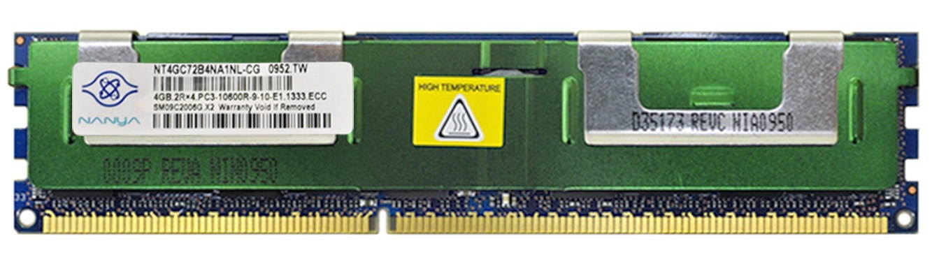 NANYANanya Nt4Gc72B4Na1Nl-Cg Nanya 4Gb 240P Pc310600 Cl9 Ddr31333 2Rx4 1.5V Ecc Rdimm W