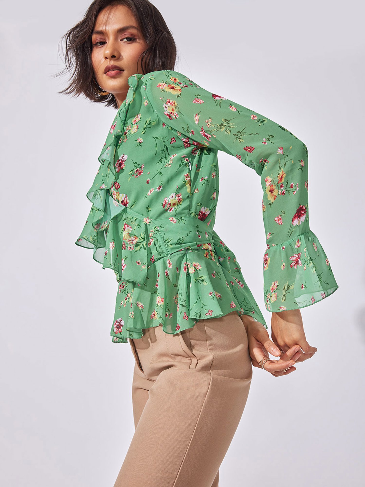 The Label Life Green Floral Top
