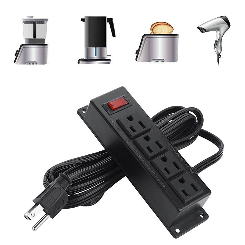 Desk Power Strip Socket with 4 Multi-Outlet, Standard Plug and 6.5 ft Long Braided Extension Cords for Home Office