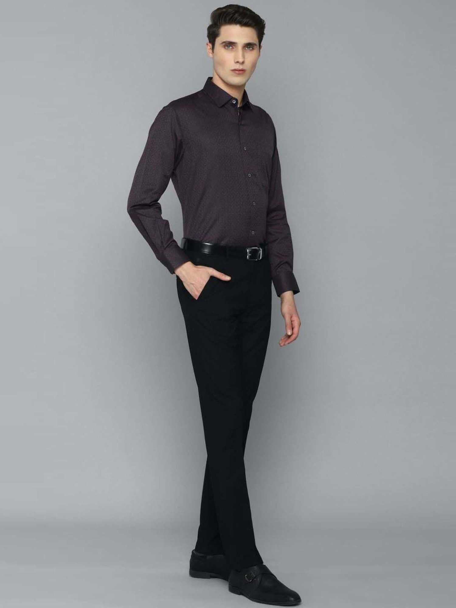 Luxure By Louis Philippe Brown Regular Fit Printed Shirt