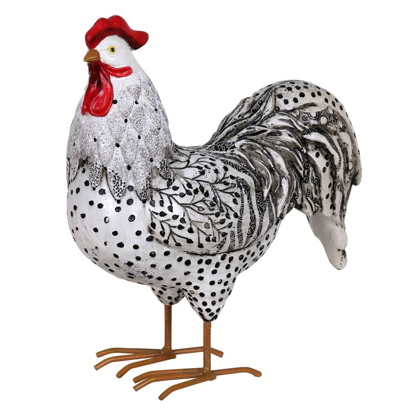 9.84" Resin Rooster Statue Black/White - Exhart