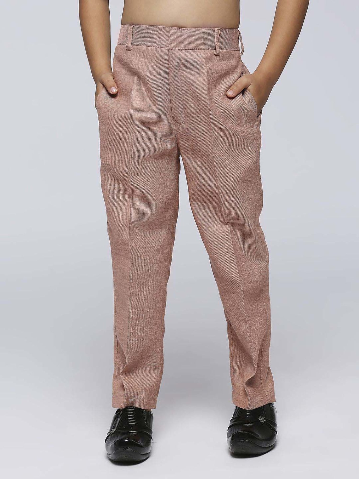 Kids Island Boys Brown Jacquard Full Sleeves Kurta Set